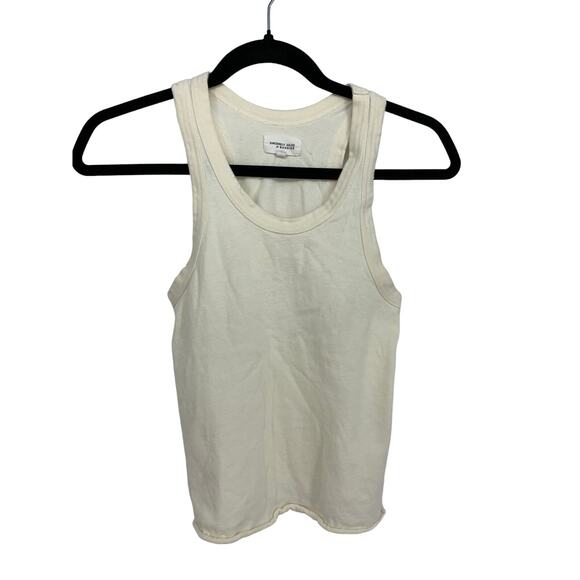 Sincerely Jules For Bandier Tank Top Womens Sz XS Cream Distressed Scoop Neck - Picture 1 of 8